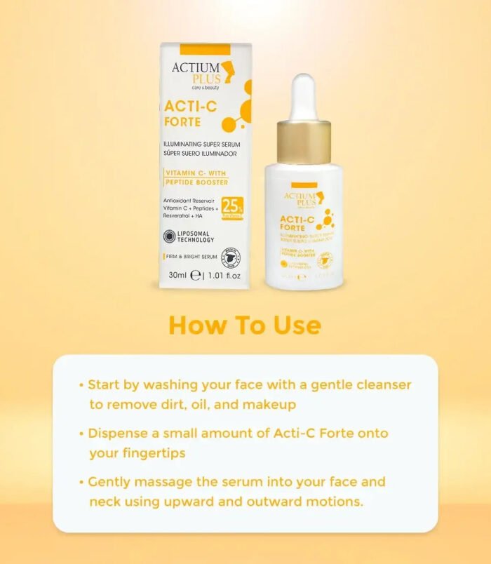 Actium-plus-acti-c-forte-serum-texture-application Lightweight and non-sticky texture of Actium Plus ACTI-C Forte Serum 30ml