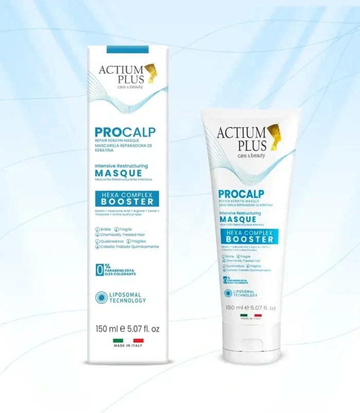 Actium_Plus_Procalp_Hair_Care_Product_Packaging_On_A_Light_Blue